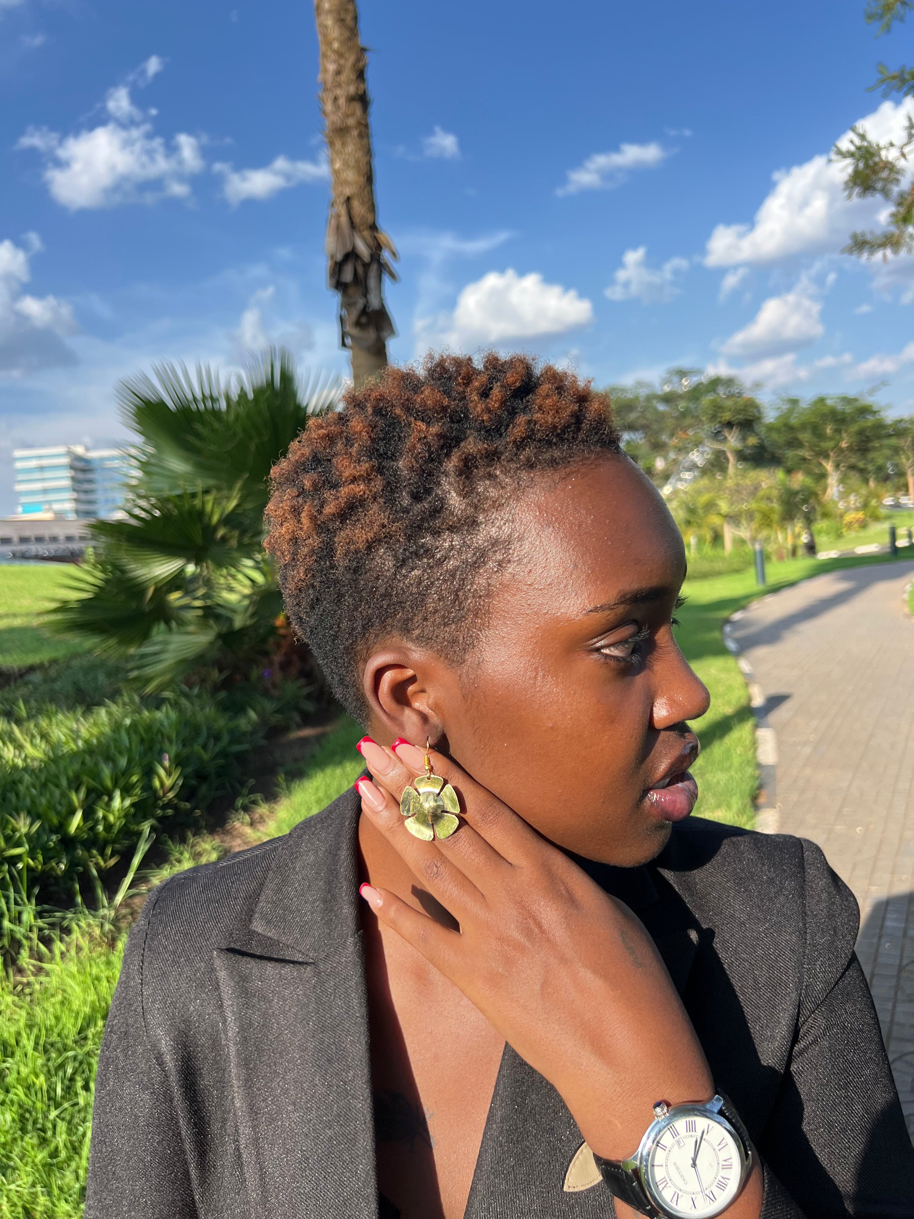 Amani Bloom Brass Earrings