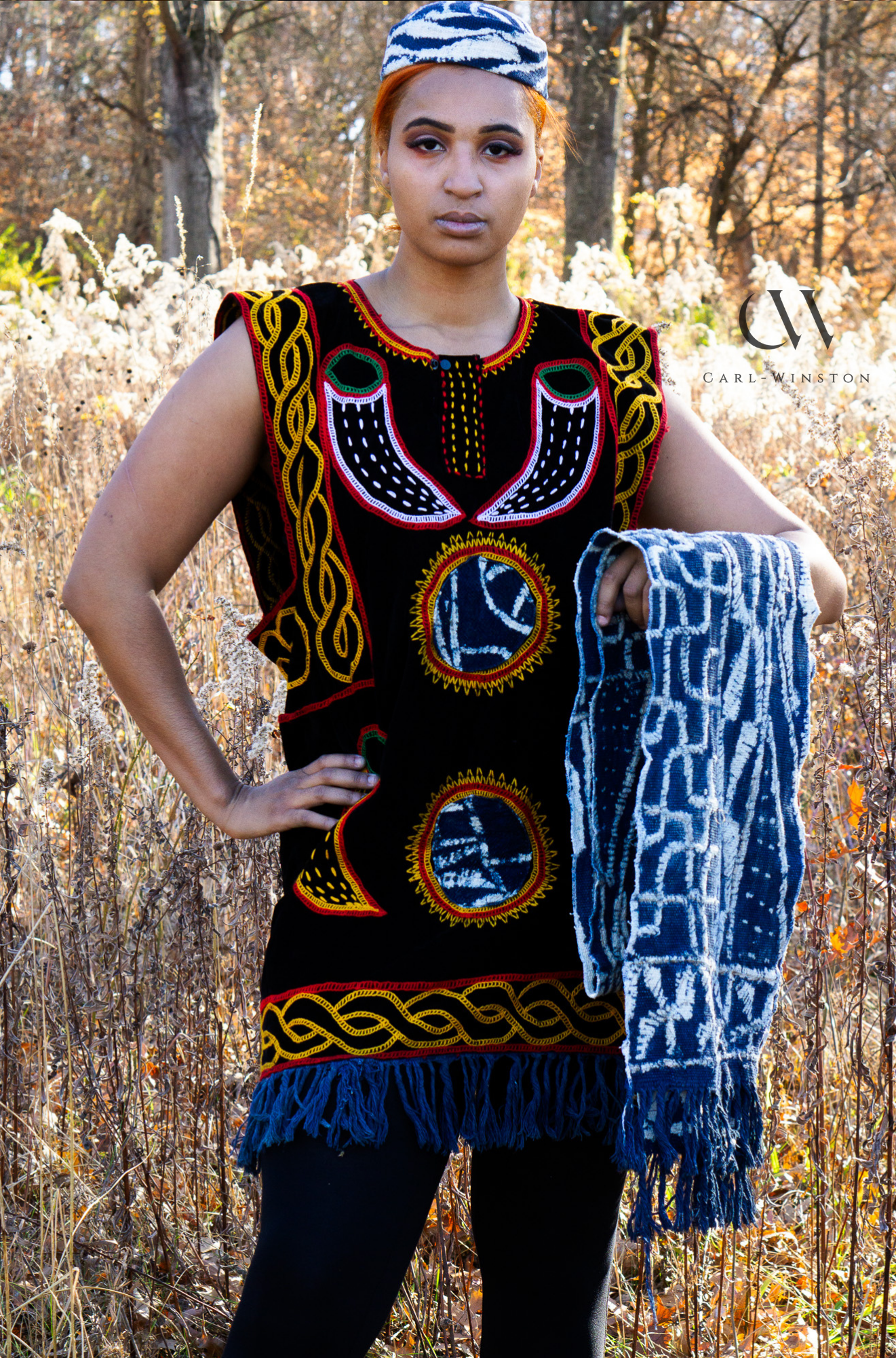 Atoghu White Tusk Vest cowry embroidery Carl-Winston 