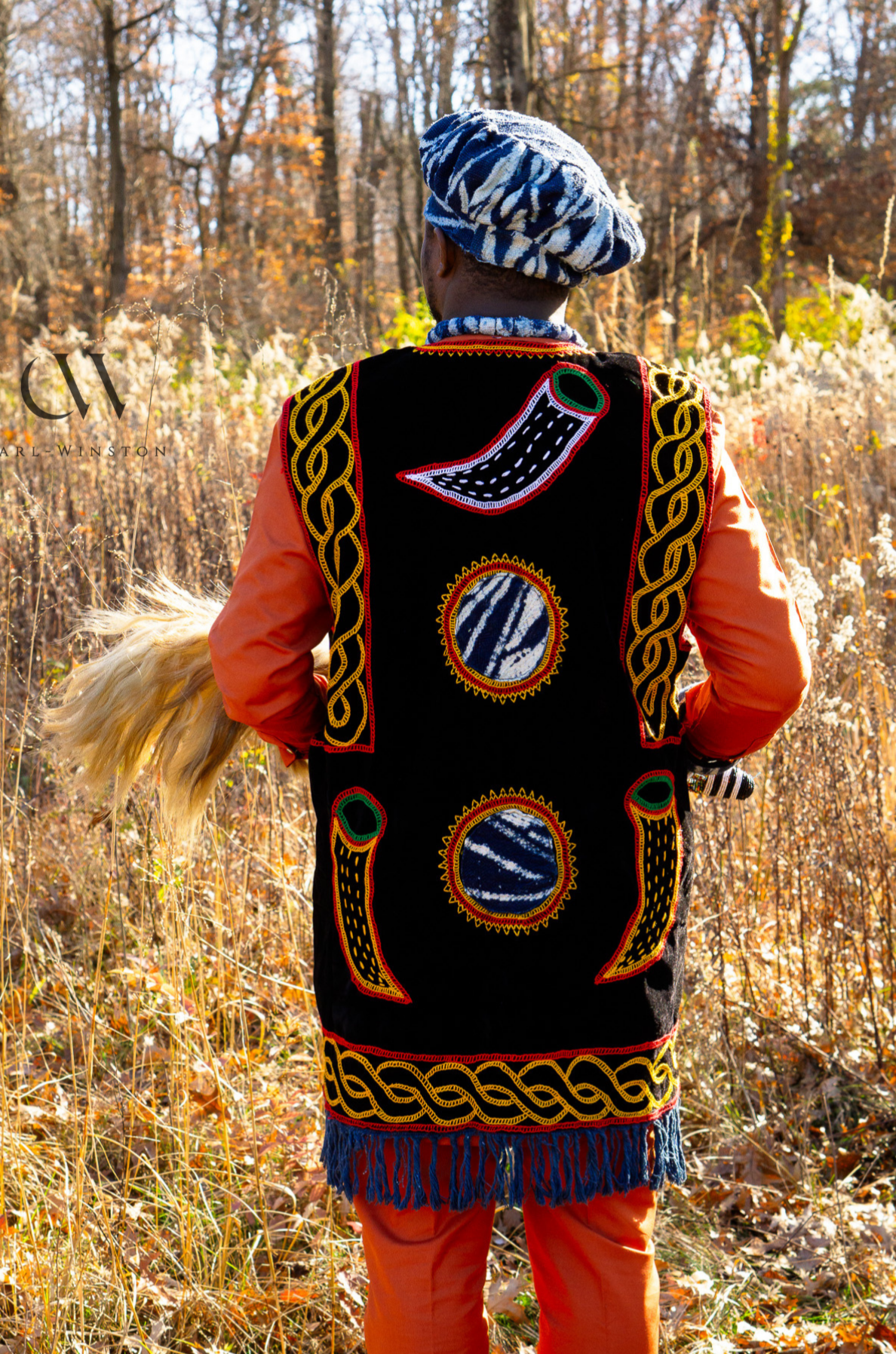 Carl-Winston Atoghu White Tusk Vest cowry embroidery handcrafted cameroon