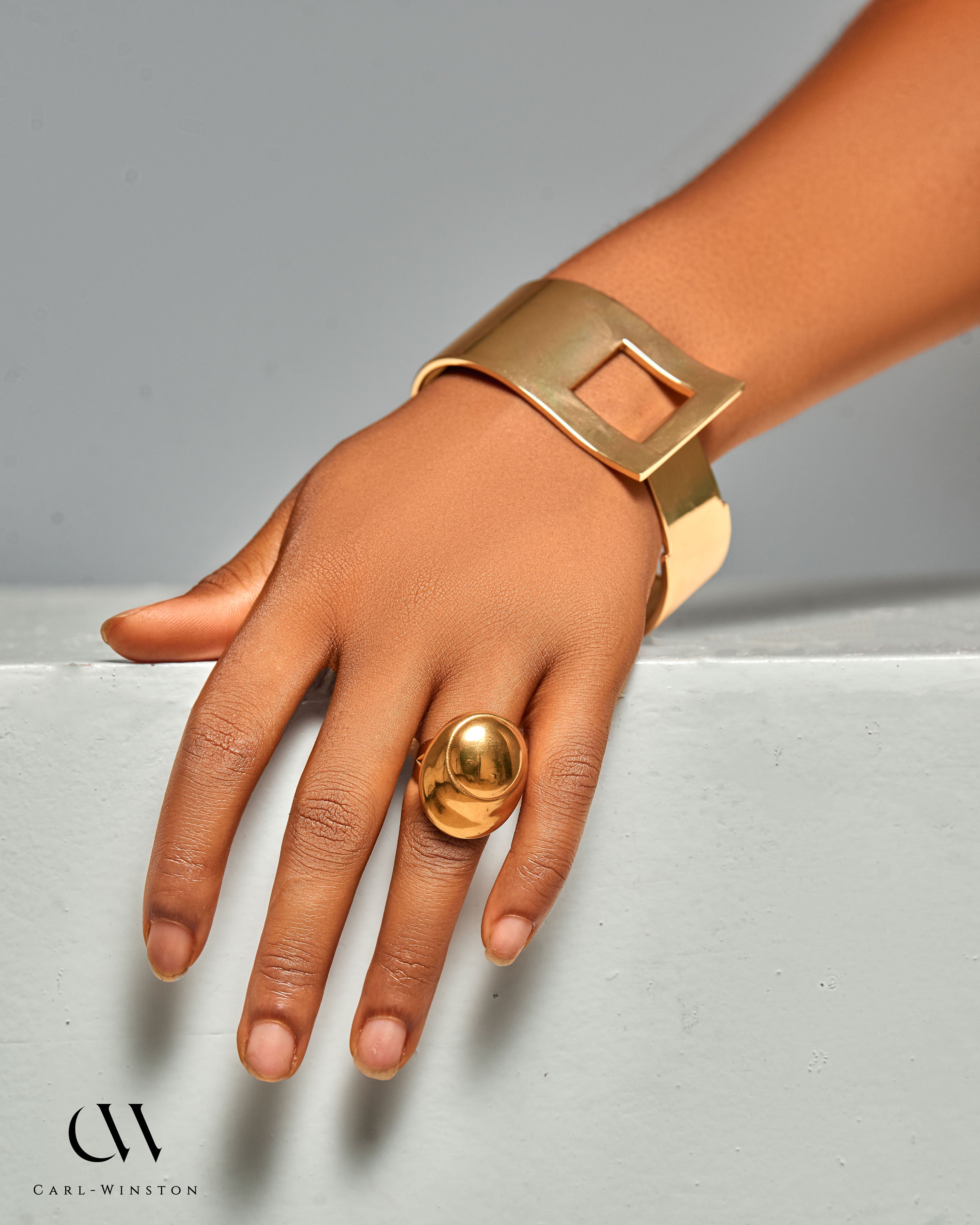 Carl-Winston Amani Gold Cuff & Statement Ring Set