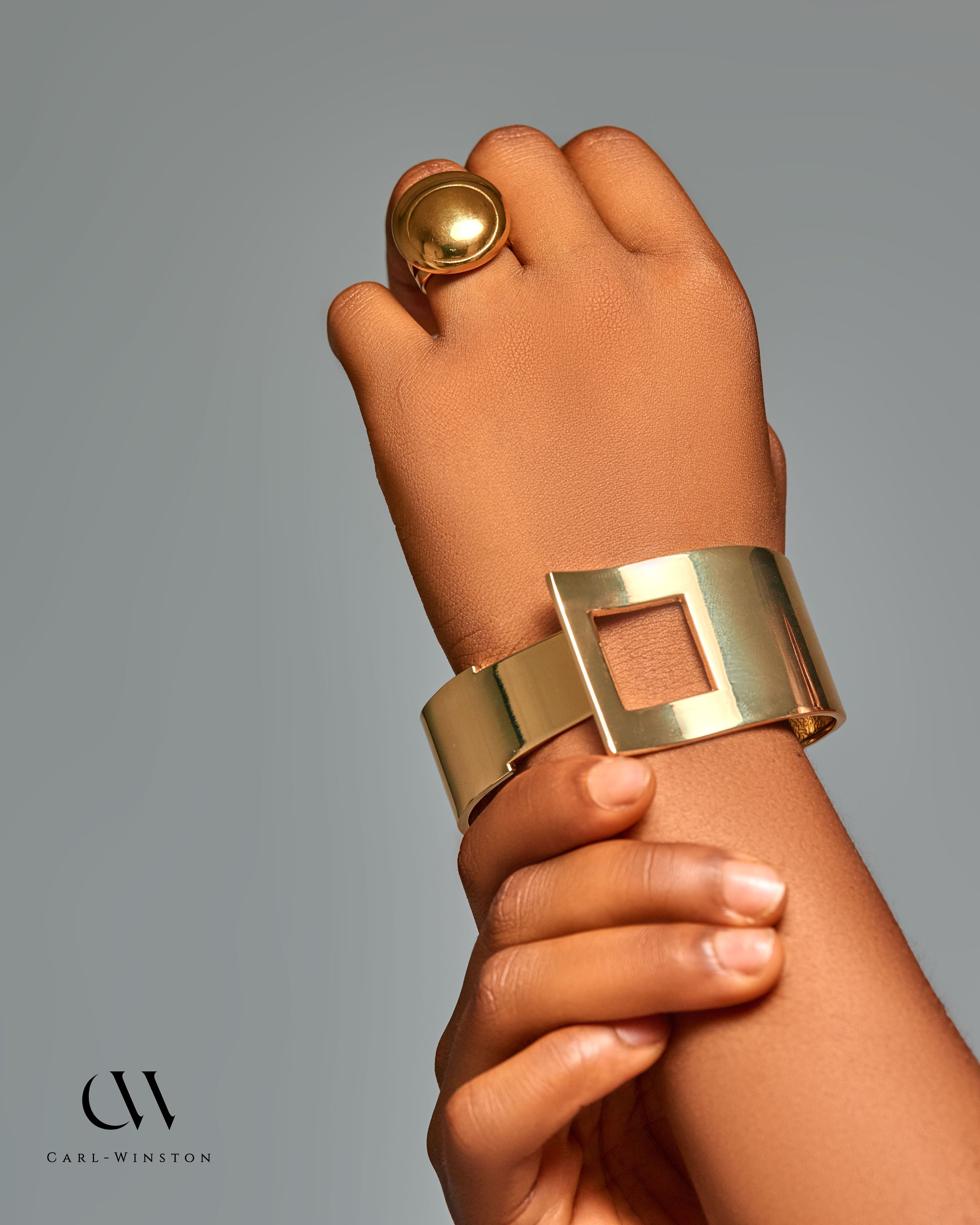Carl-Winston Amani Gold Cuff & Statement Ring Set
