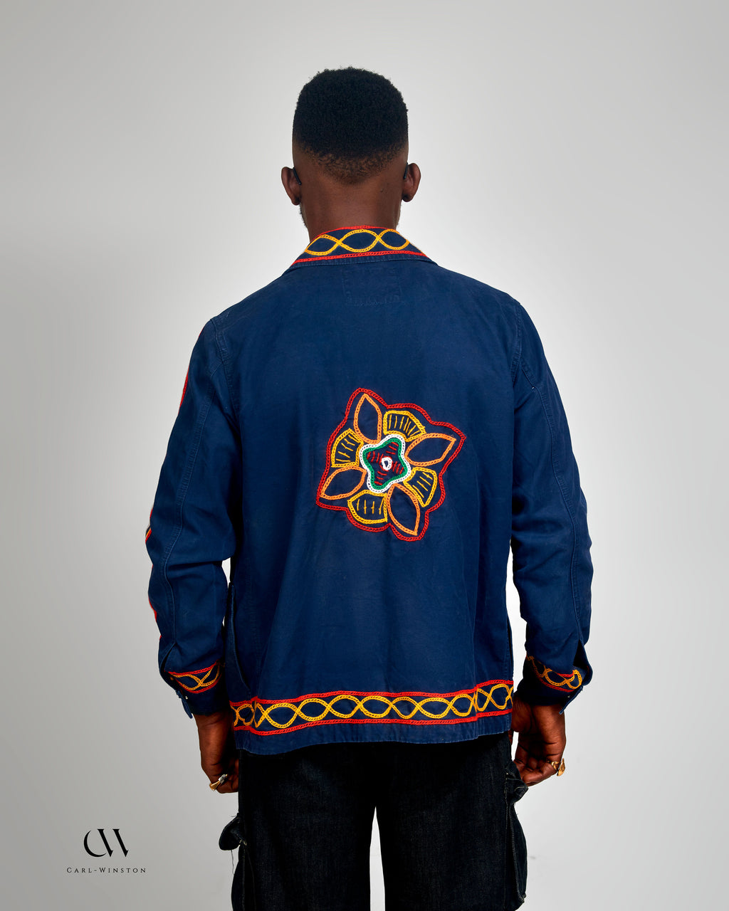 Carl-Winston Heritage Upcycled Coated Canvas Chore Jacket | Hand-Embroidered African Outerwear