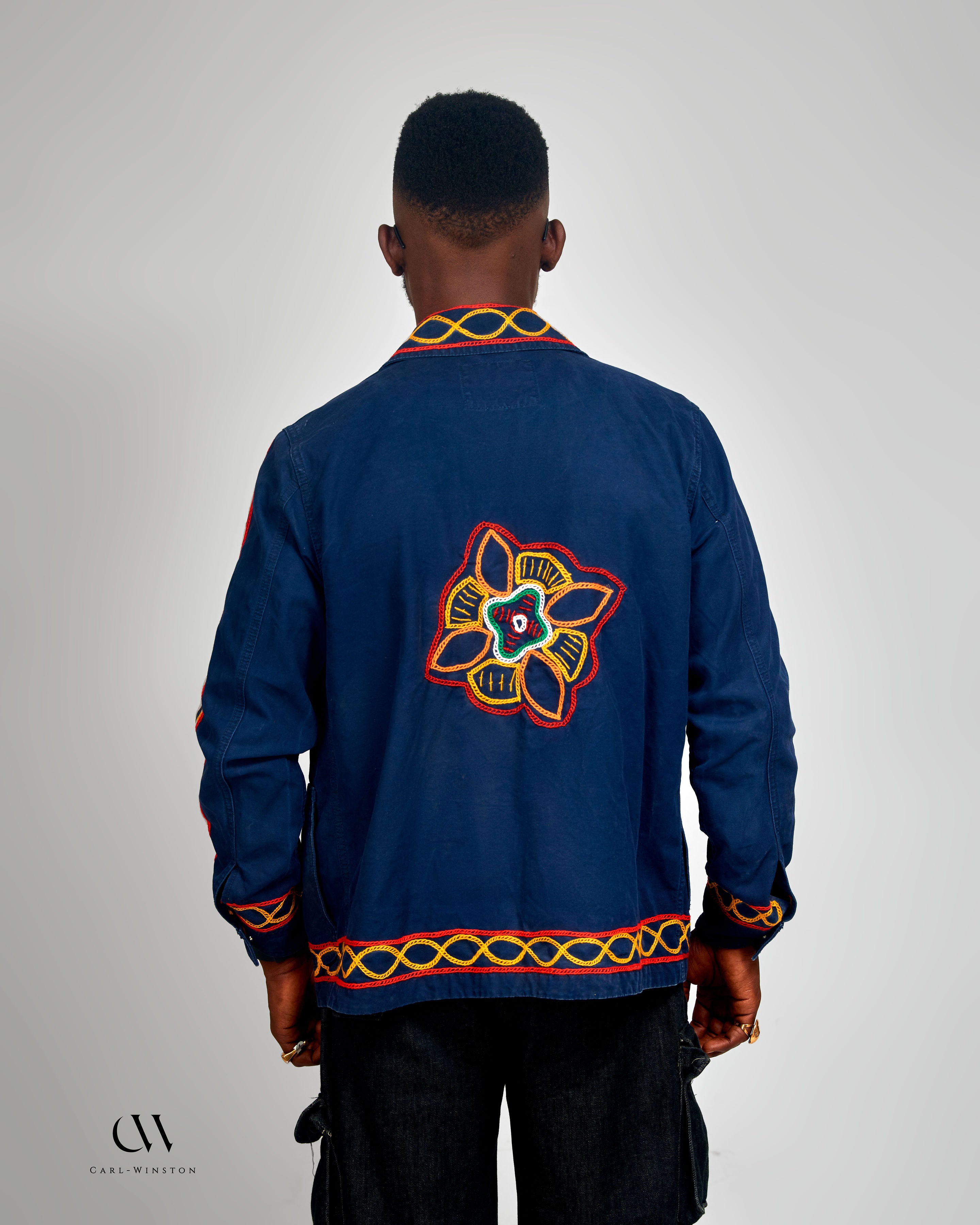 Carl-Winston Heritage Upcycled Coated Canvas Chore Jacket | Hand-Embroidered African Outerwear