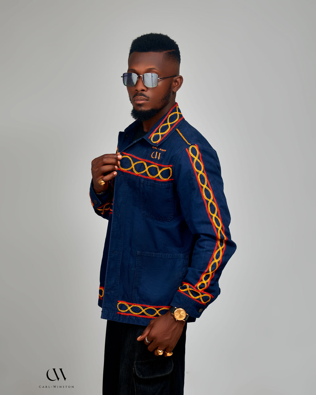 Carl-Winston Heritage Upcycled Coated Canvas Chore Jacket | Hand-Embroidered African Outerwear