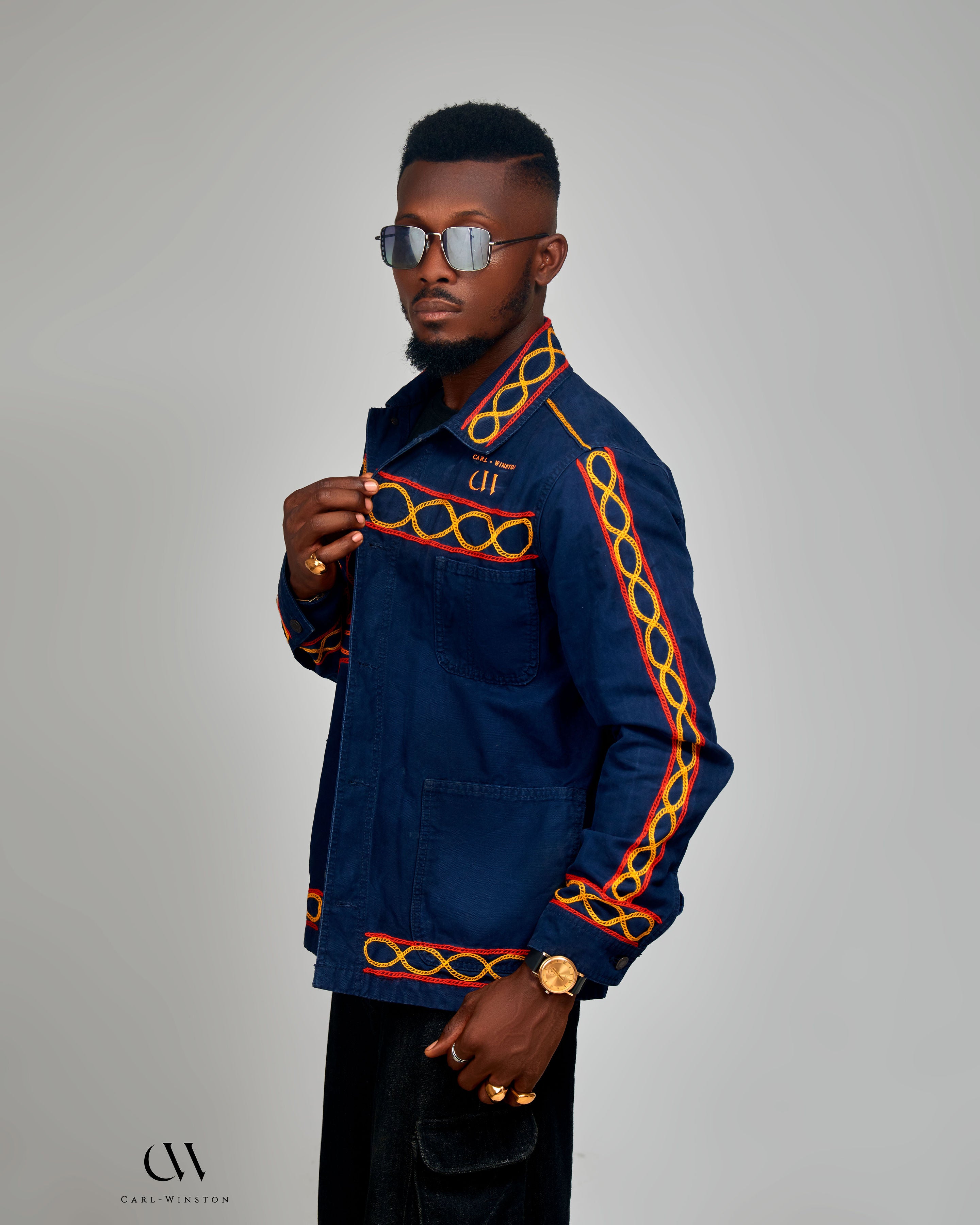 Carl-Winston Heritage Upcycled Coated Canvas Chore Jacket | Hand-Embroidered African Outerwear
