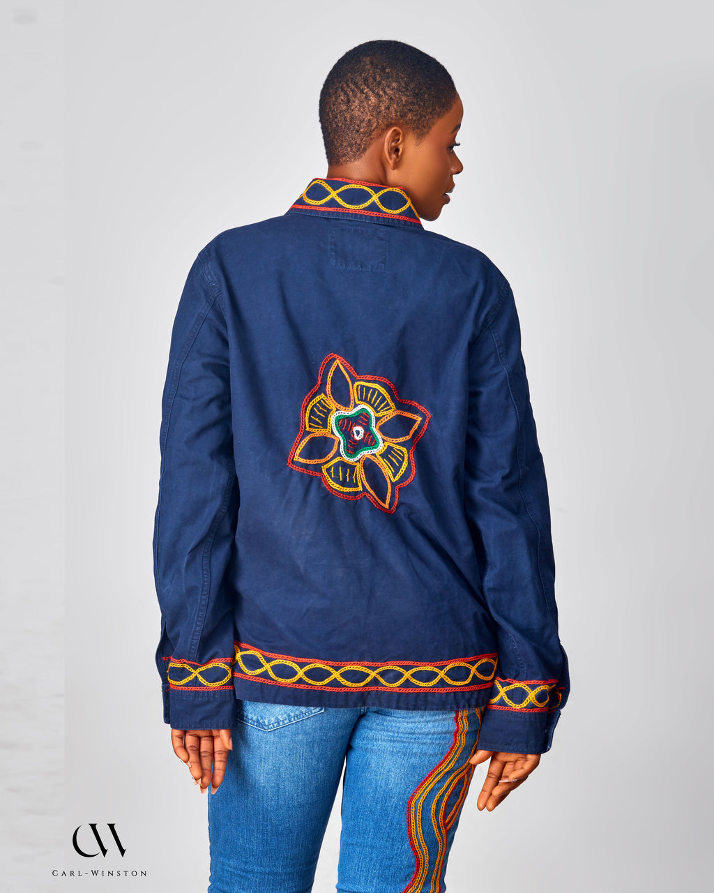 Carl-Winston Heritage Upcycled Coated Canvas Chore Jacket | Hand-Embroidered African Outerwear