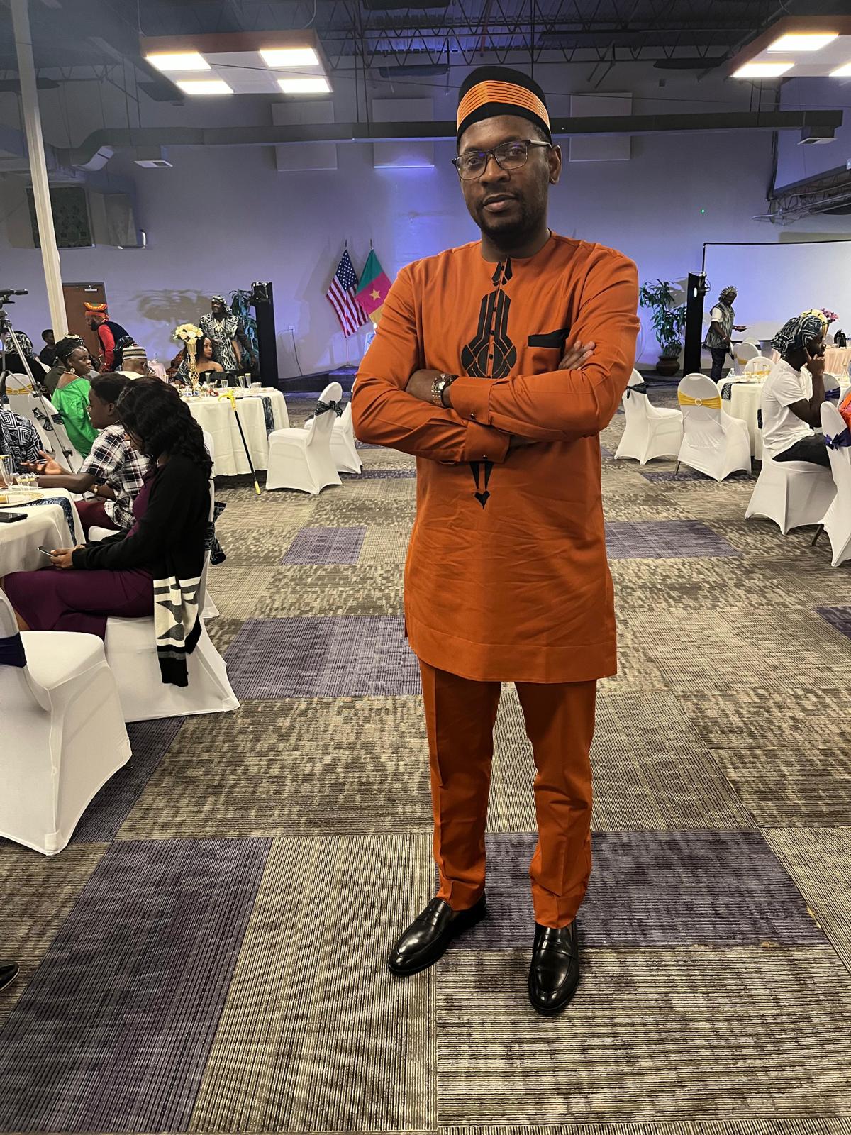 Carl Winston Orange Traditional Set Black Embroidery