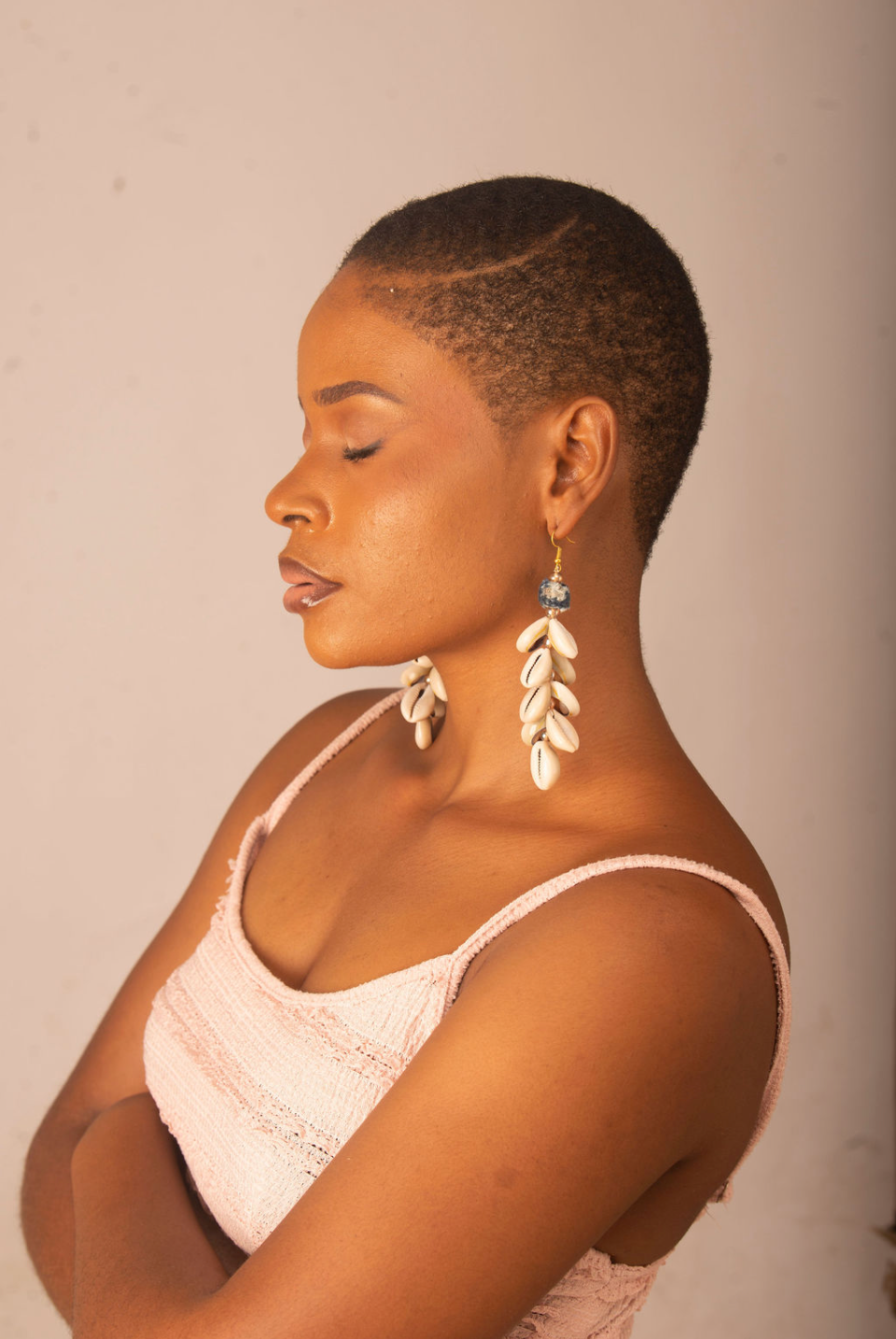 Ndeh Indigo Tide Cowrie Earrings