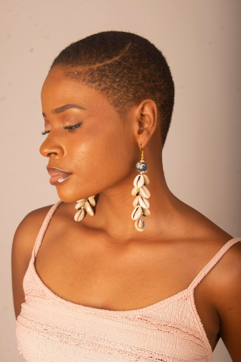 Ndeh Indigo Tide Cowrie Earrings