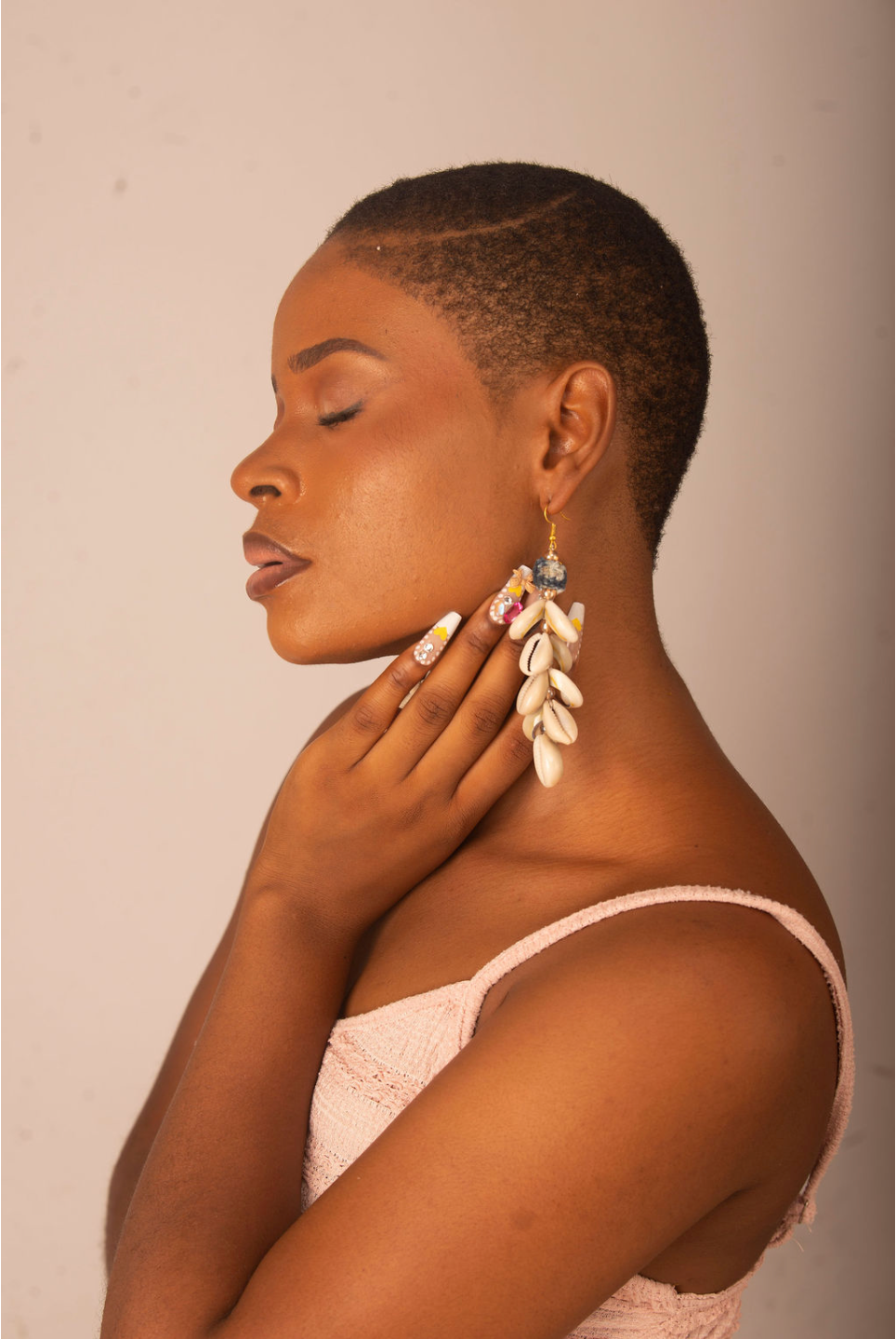 Ndeh Indigo Tide Cowrie Earrings