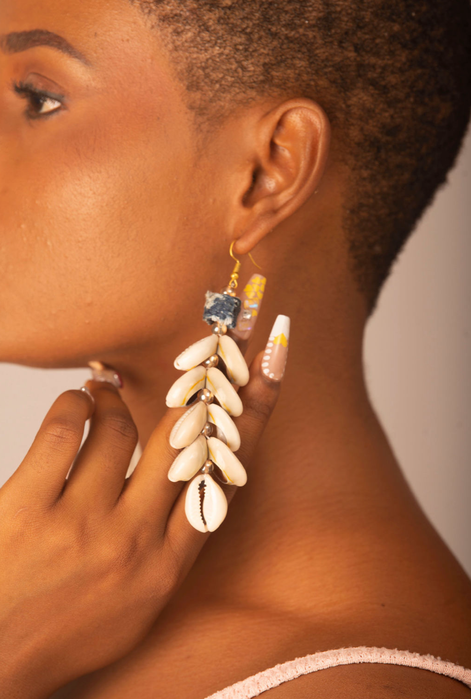 Ndeh Indigo Tide Cowrie Earrings