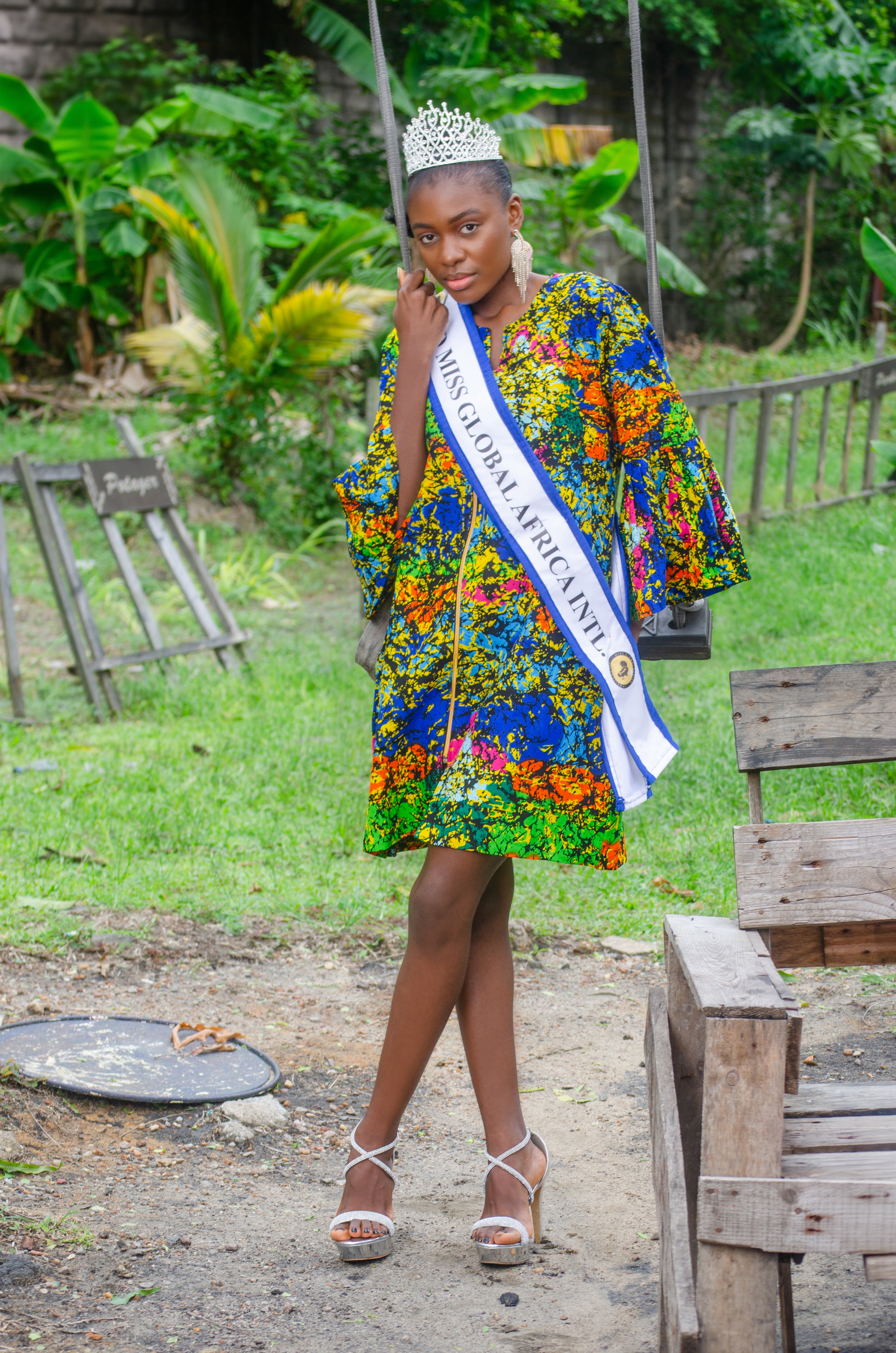 Panku Ankara Dress 100% Cotton vibrant multicolor green blue pink orange Floral Dress with Peplum sleeves African Heritage Carl-Wisnton
